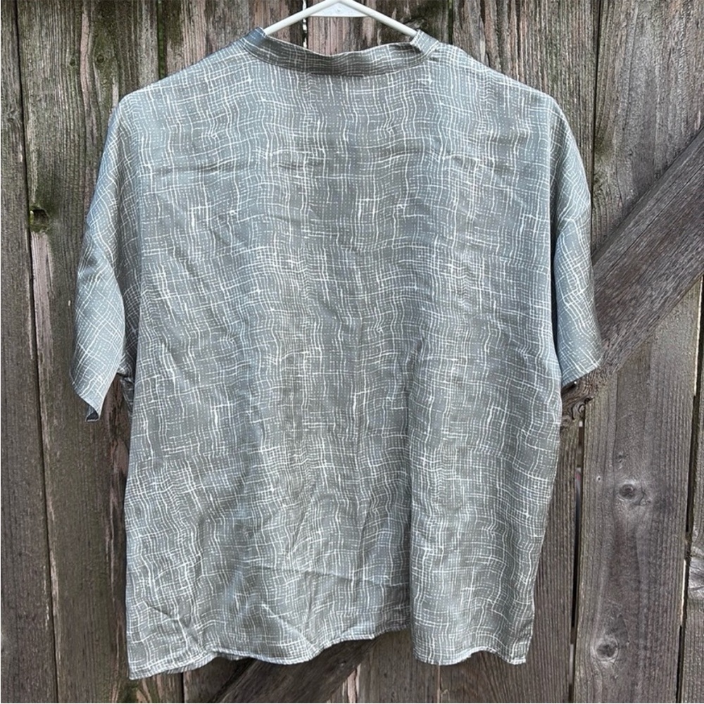 NWOT Eileen Fisher Drift Silk Org. Cotton Mandarin Collar Button Up Top Medium - Picture 9 of 9